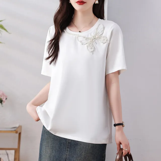 【ALLK 歐楷】新品 釘珠長上衣 2色(尺寸L-XXL/中大尺碼/涼爽/透氣)
