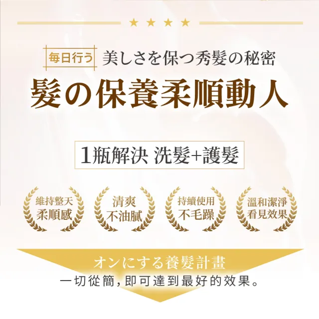 【KAFEN 卡氛】阿希朵 五合一懶人洗髮精500mlx2入(潔淨髮絲 強韌髮根 清爽不油膩)