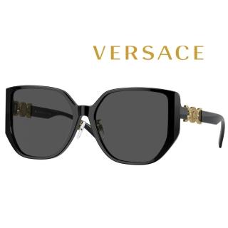【VERSACE 凡賽斯】亞洲版 時尚多邊太陽眼鏡 VE4449D GB1/87 黑框深灰鏡片 公司貨