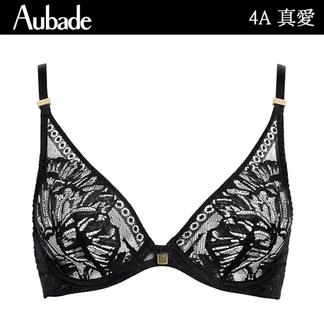 【Aubade】真愛蕾絲水滴無襯內衣 性感內衣 法國進口 女內衣(4A-黑)