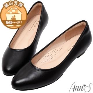 【Ann’S】高個子女孩&跟鞋初學者-通勤必備 頂級小羊皮真皮坡跟低跟包鞋3cm(黑)