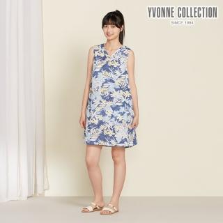 【YVONNE 以旺傢飾】棉麻暈染印花無袖洋裝-海島藍