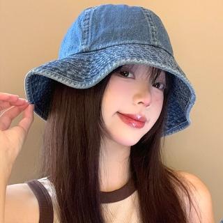 【LEEHER】牛仔漁夫帽/漁夫帽/牛仔帽/帽子/日系帽子/大頭圍/遮陽帽/百搭/女生帽子/甜酷/男