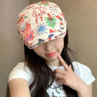 【LEEHER】牛仔貝雷帽/貝雷帽/牛仔帽/女帽/小熊/星星/蝴蝶結/復古帽/報童帽/畫家帽/女生帽子/顯