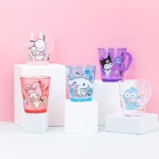 【SANRIO 三麗鷗】透明把手杯 水杯 牛奶杯 兒童水杯(韓國製 正版 耐高溫 美樂蒂 大耳狗 帕洽狗)
