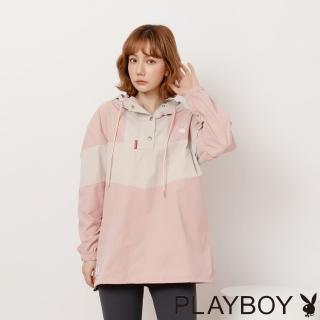 【PLAYBOY】拼色立領休閒風上衣(粉色)