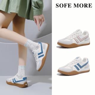 【SOFE MORE】復古拼接厚底休閒鞋 韓系簡約 百搭帆布鞋 學院風舒適運動鞋 日常出遊休閒鞋(休閒鞋 阿甘鞋)