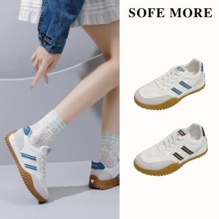 【SOFE MORE】文青拼接復古休閒鞋 百搭厚底舒適鞋 懶人出遊必備簡約鞋 休閒運動鞋(休閒鞋 阿甘鞋)