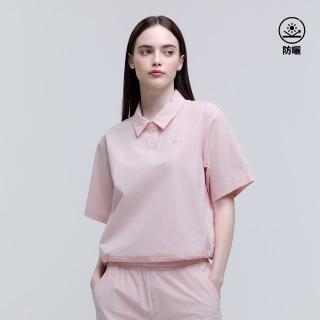 【國家地理服飾官方旗艦】女裝 ADELIE 輕量平織短袖POLO衫 - 粉紅色