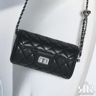 【2R 手工真皮】綿霜羊皮 Trend 金鍊斜背菱格包