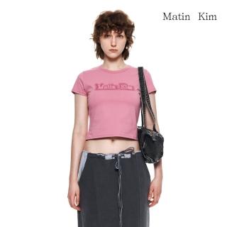 【MATIN KIM】官方旗艦 MATIN陰影LOGO短版上衣(粉紅)