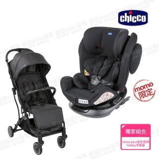【Chicco 官方直營】Unico Plus 0123 Isofix安全汽座+Trolleyme城市旅人秒收手推車(MOMO獨家)