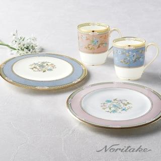 【NORITAKE】優雅風範花卉系列-骨瓷 雙人四件下午茶組(馬克杯圓盤 獨家禮盒組)