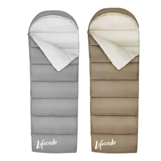 【LIFECODE】親膚棉秋冬保暖睡袋/可水洗/可拼接-2色可選