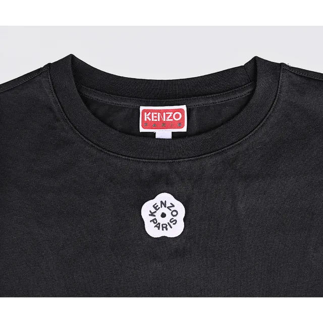 【KENZO】KENZO Boke Flower 2.0海棠花刺繡布章棉質短袖T恤(黑/女款)
