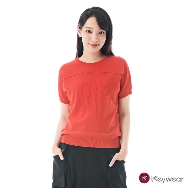 【KeyWear 奇威名品】字體愛心針織上衣
