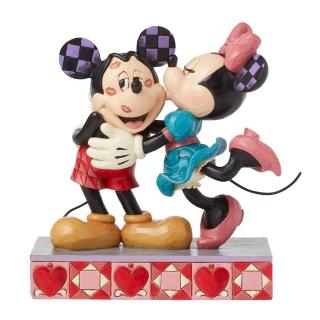 【Enesco】精品雕塑 Disney 迪士尼 米妮親吻米奇滿臉居家擺飾