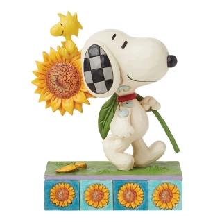 【Enesco】精品雕塑 Snoopy 史努比手拿向日葵居家擺飾