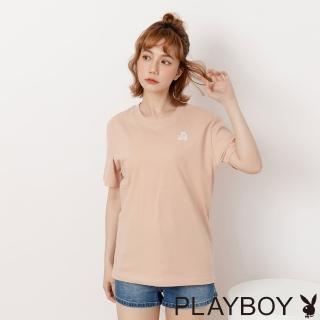 【PLAYBOY】幾何線條兔上衣(蜜瓜橙)