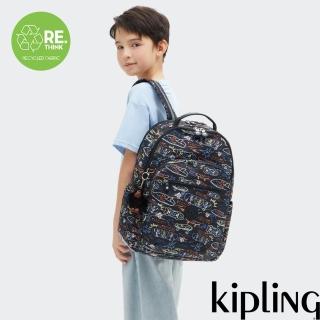 【KIPLING官方旗艦館】『首爾包』黑底滑板印花機能手提後揹包-SEOUL LAP