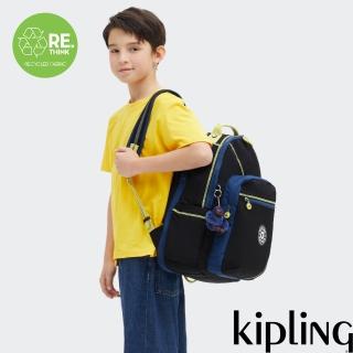 【KIPLING官方旗艦館】『首爾包』黑底拼接機能手提後揹包-SEOUL LAP