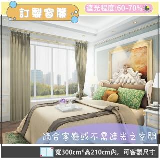 【宜欣居傢飾】亞麻-訂製素色遮光窗簾-淺灰W300cm*H210cm以內*可指定尺寸(訂製/摺景/落地窗簾 YX80005B-1)
