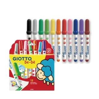 【義大利GIOTTO】可洗式寶寶彩色筆12色(好洗 不縮頭 好抓握 抗敏感)