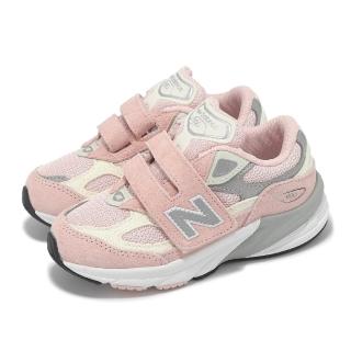 【NEW BALANCE】童鞋 990 V6 寬楦 小童 粉紅 雲霧粉 白 學步鞋 魔鬼氈 休閒鞋 NB(IV990PK6-W)
