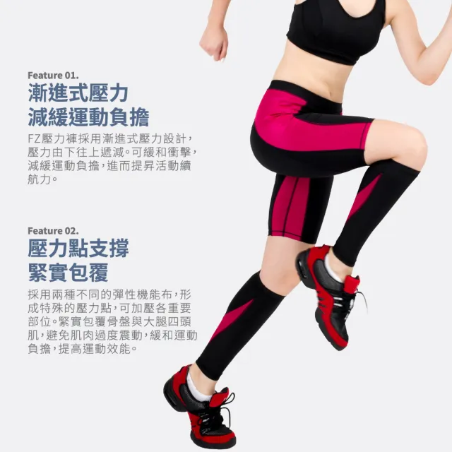 【FREEZONE】現貨 中度支撐配色緊身壓力短褲 女款-FZ300型(機能壓縮/吸濕排汗/慢跑登山運動/健身瑜珈)
