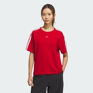 【adidas 愛迪達】短袖上衣 女 CW SS TEE 紅 JM8836