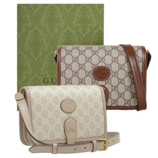【GUCCI 古馳】671620 新款Retro系列GG Supreme帆布復古馬鞍型肩背/斜揹包(兩色任選)