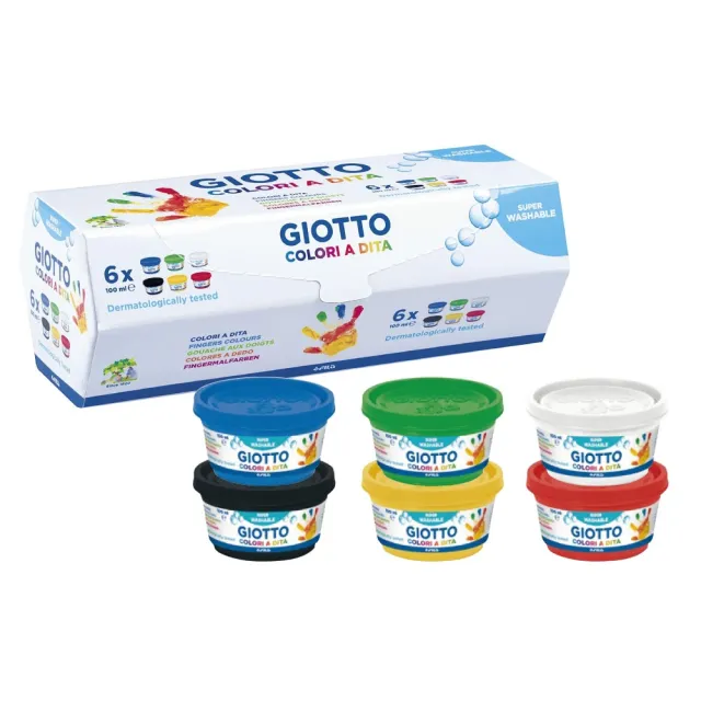 【義大利GIOTTO】幼兒安全手指膏-6色100ml(手指畫 無毒顏料 好洗 親膚配方)