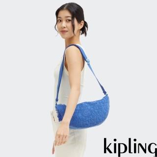 【KIPLING官方旗艦館】棕櫚藍印花側背馬鞍包-JULISA