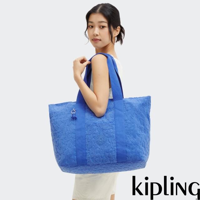 【KIPLING官方旗艦館】棕櫚藍印花手提肩背托特包-ART M RESORT