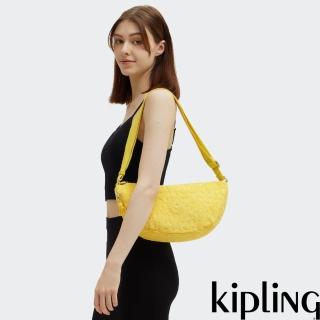【KIPLING官方旗艦館】沙灘黃棕櫚印花側背馬鞍包-JULISA