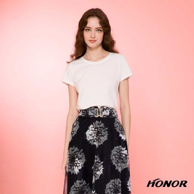 【HONOR 山形屋】經典圓領素面百搭短袖上衣-白/黑/粉/綠