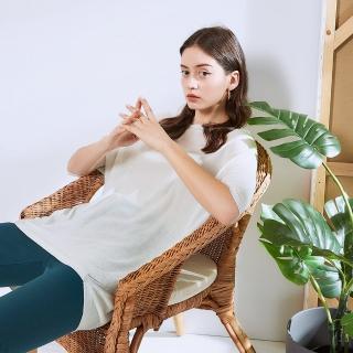 【ICHE 衣哲】無印風前短後長七分袖造型上衣-2色(清新檸檬草綠)