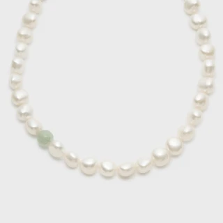 【agete】NOJESS SV淡水珍珠與綠翡翠項鍊