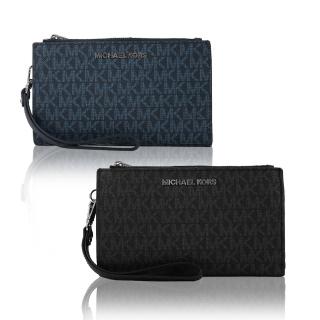【Michael Kors】JET SET Logo PVC＆十字紋防刮皮革雙層手掛式手機長夾(2色)