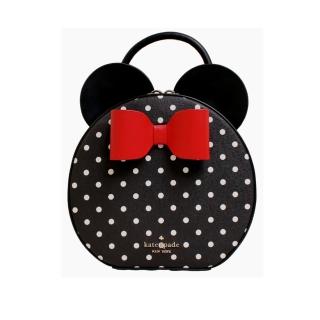【KATE SPADE】DISNEY聯名米妮防刮皮革圓餅斜揹包(黑底白點)
