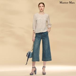 【Master Max】後口袋燙布造型彈性牛仔九分直筒褲(8513027)