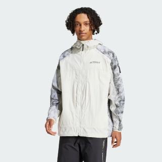 【adidas 愛迪達】外套 男 運動風衣外套 國家地理 防潑水 NG W.R AOP JKT 白灰 JD5838