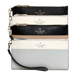【KATE SPADE】Madison立體桃心金標防刮皮革雙拉鍊大手拿包/大長夾(多色可選)