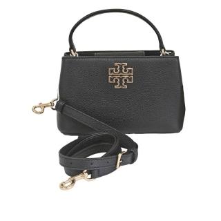 【TORY BURCH】TB Britten 簍空雙T LOGO 荔枝紋小號手提斜揹包(黑色/贈原廠防塵袋紙袋母親節送禮)