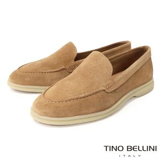 【TINO BELLINI 貝里尼】素面麂皮休閒樂福鞋FYCT034-N(棕色)