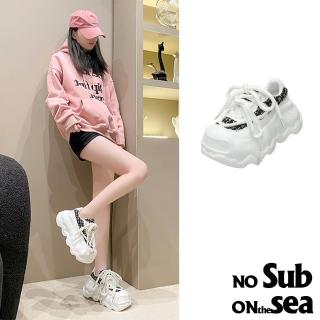 【NO SUB】厚底休閒鞋/潮流毛呢十字紋拼接鬆糕厚底休閒運動鞋(黑)