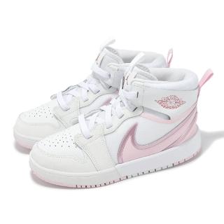 【NIKE 耐吉】休閒鞋 Jordan 1 Mid RM Easyon PS 中童 白 粉紅 魔鬼氈 喬丹(FQ1282-101)