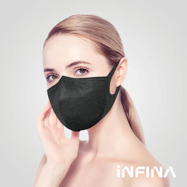 【INFINA 茵飛納】醫療立體口罩-黑色-M、XM、L(50入/盒 防疫必備 3D口罩 顯小臉)