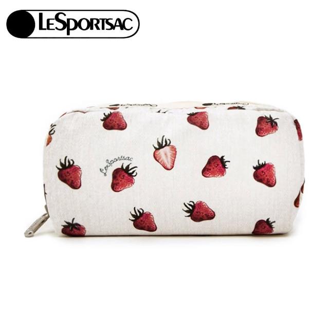 【Lesportsac】草莓田園風長形化妝包 收納包 母親節 送禮 禮物(莓果輕舞)