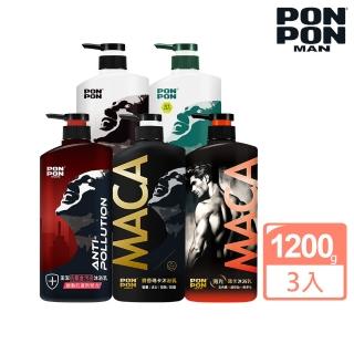 【澎澎MAN】沐浴乳-1200gx3(拋光瑪卡/麝香瑪卡/元氣炭/茶樹精華/抗都會汙染)
